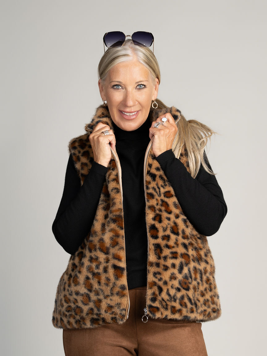 Animal Print Faux Fur Vest