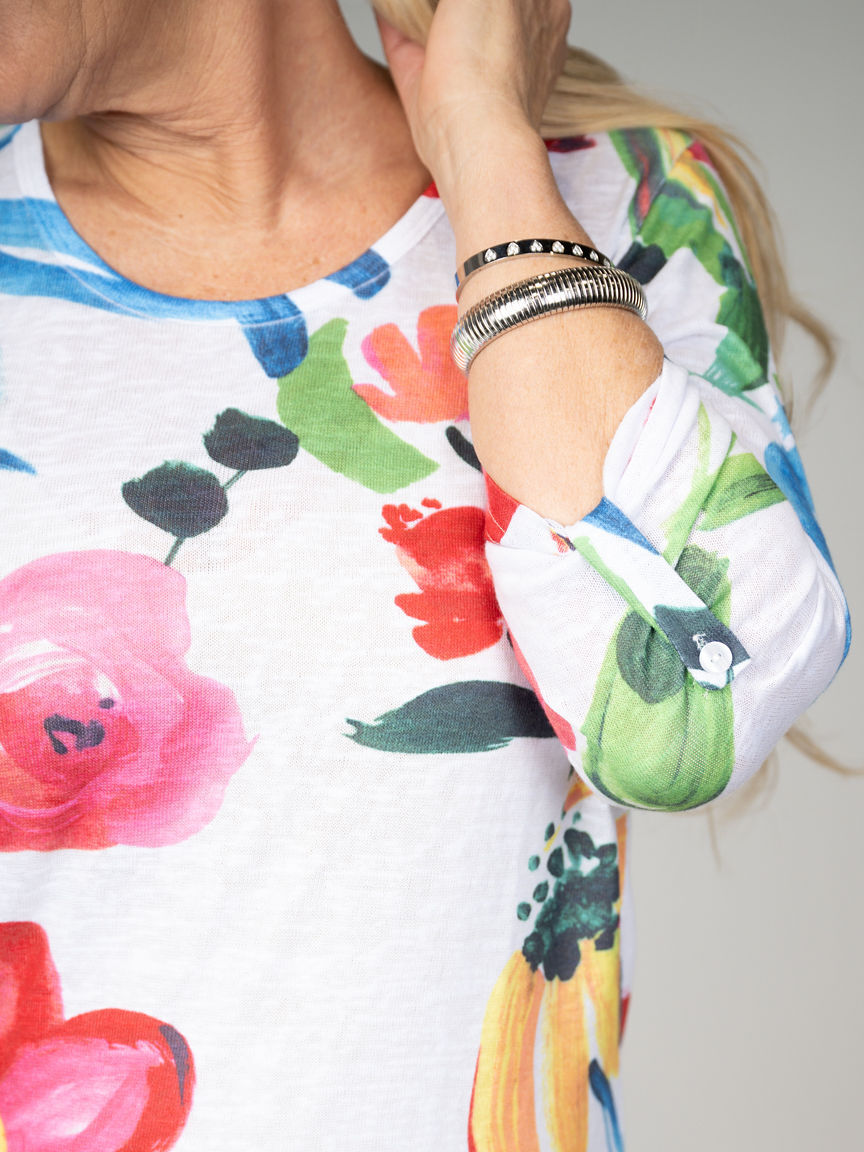 3/4 Sleeve Floral Top