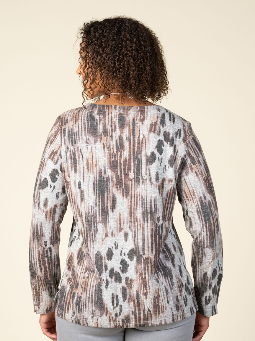 Long Sleeve Animal Print Top