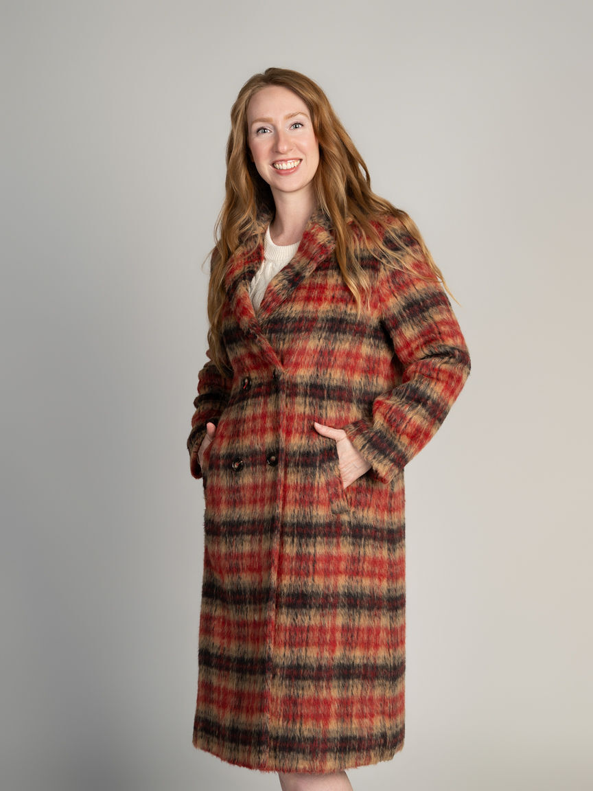 Plaid Double Breasted Coat