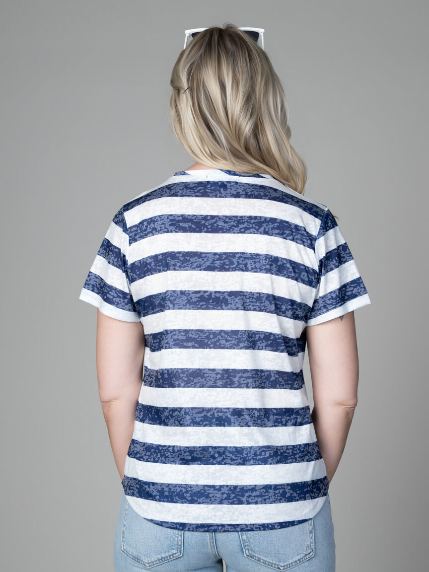 Hotfix Accent Striped Slub Knit Tee