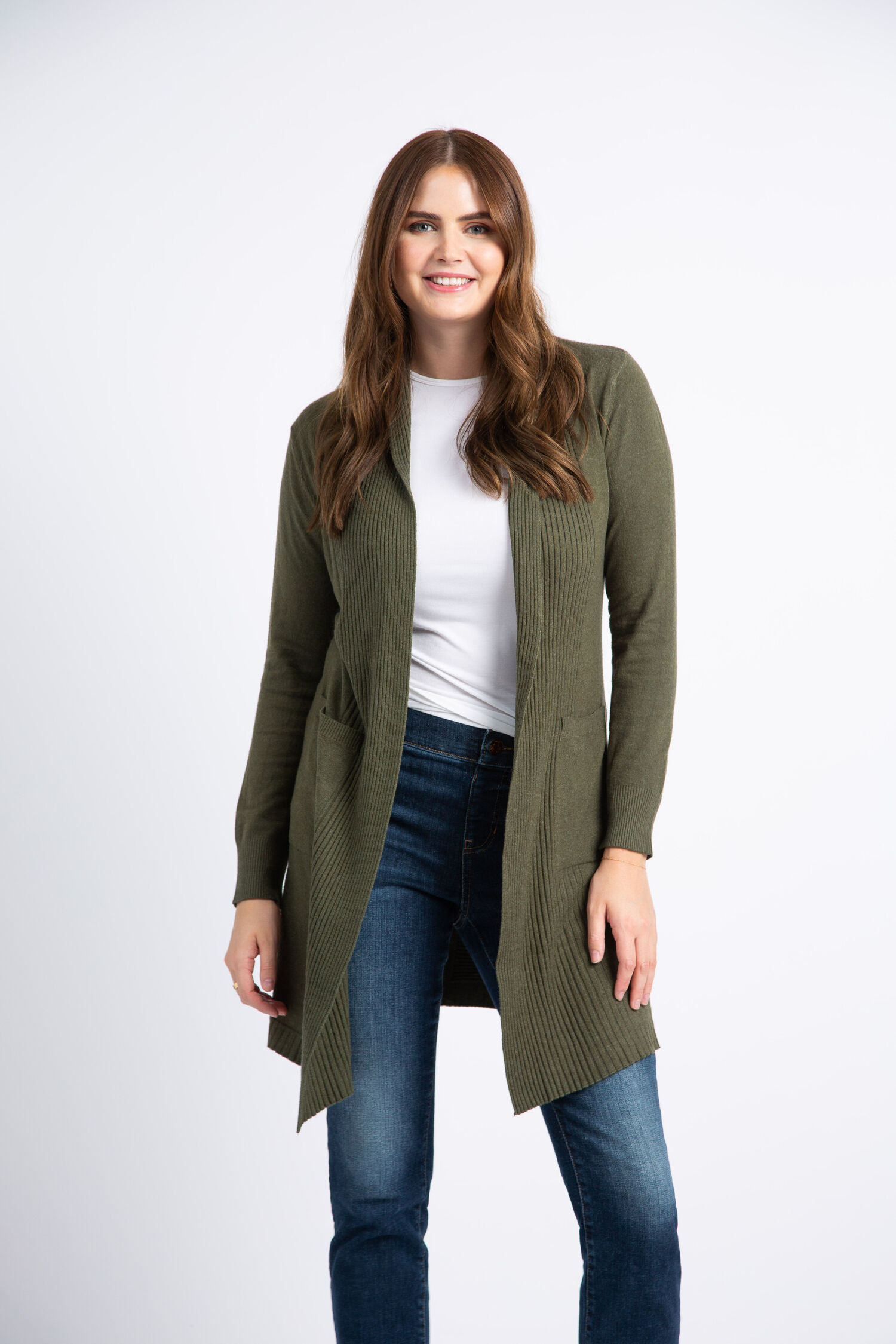Longline Ribbed Pointelle Cardigan Image 2