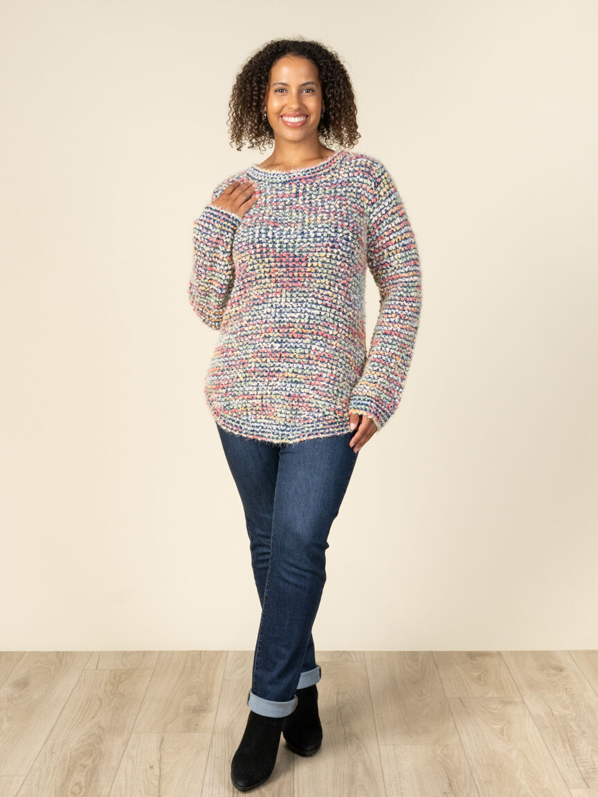 Long Sleeve Crew Neck Popcorn Sweater