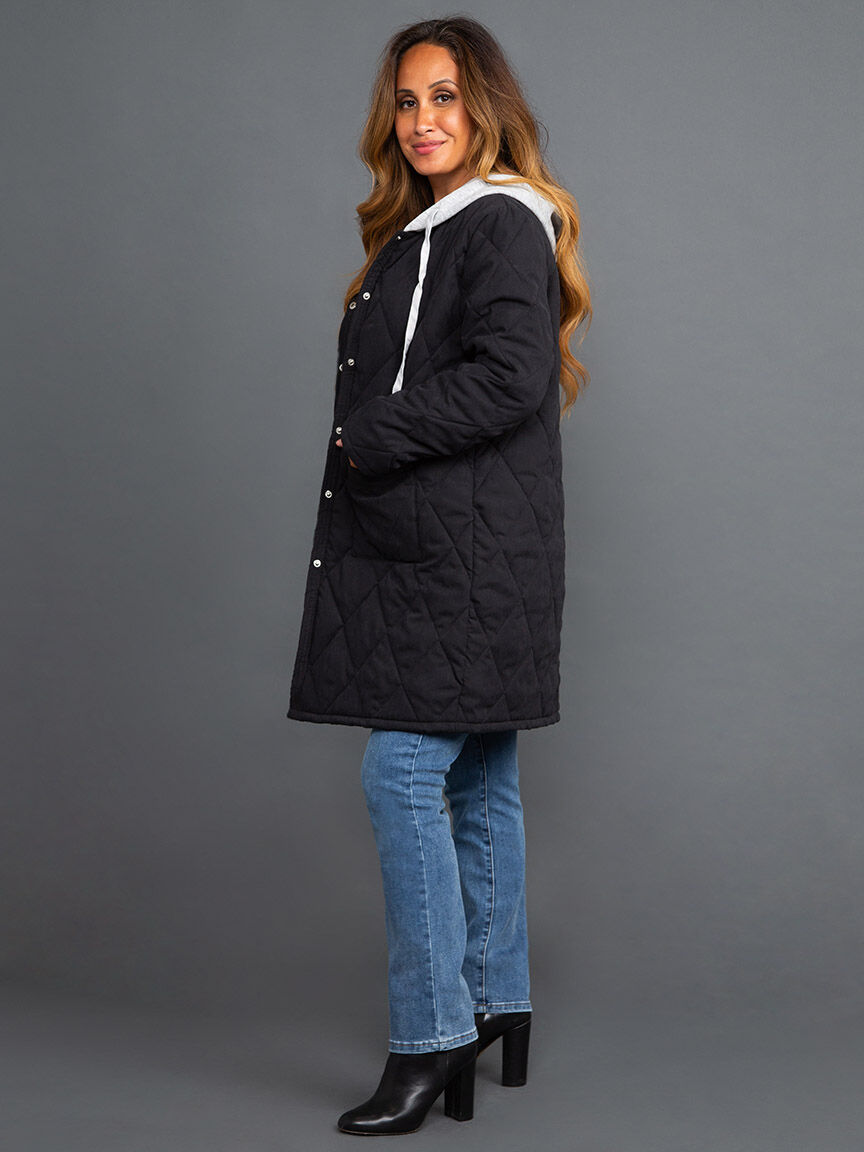 Quilted Jacket w/ Contrast Hood Image 3