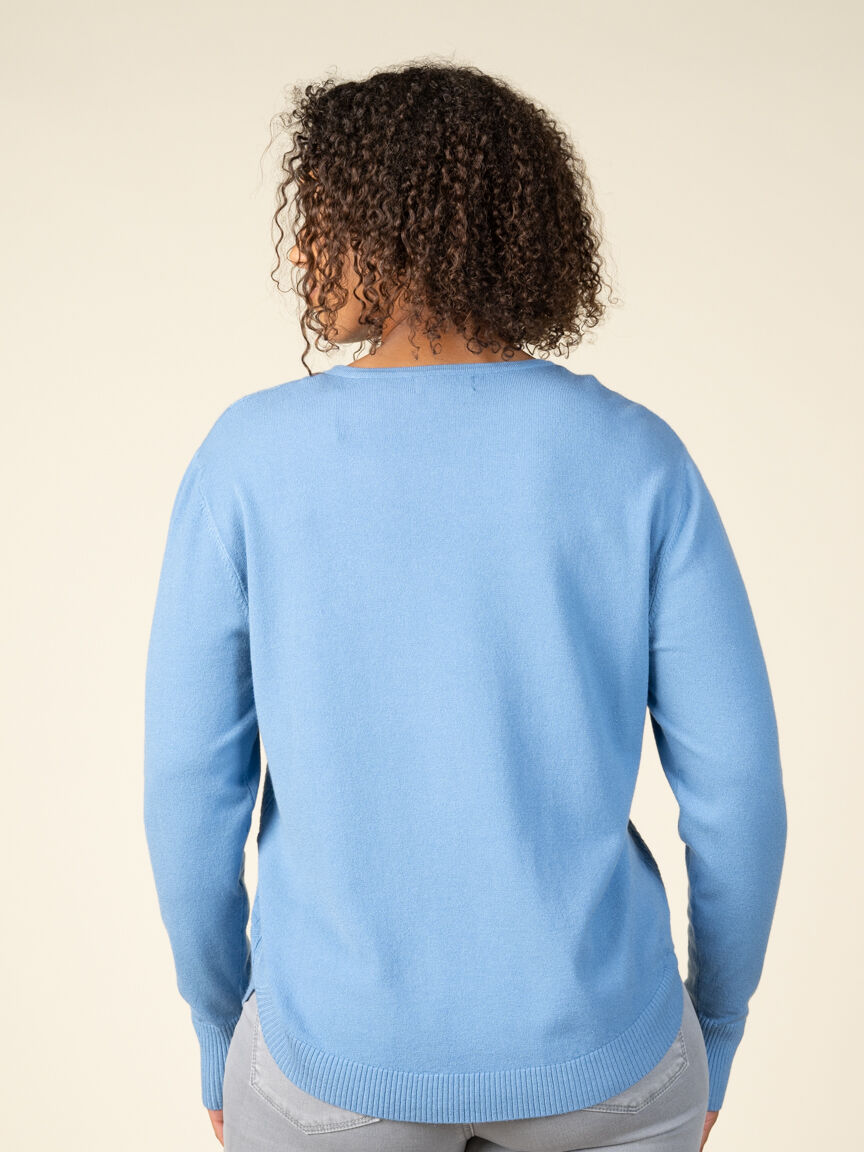 Long Sleeve Shirttail Crew Neck Top