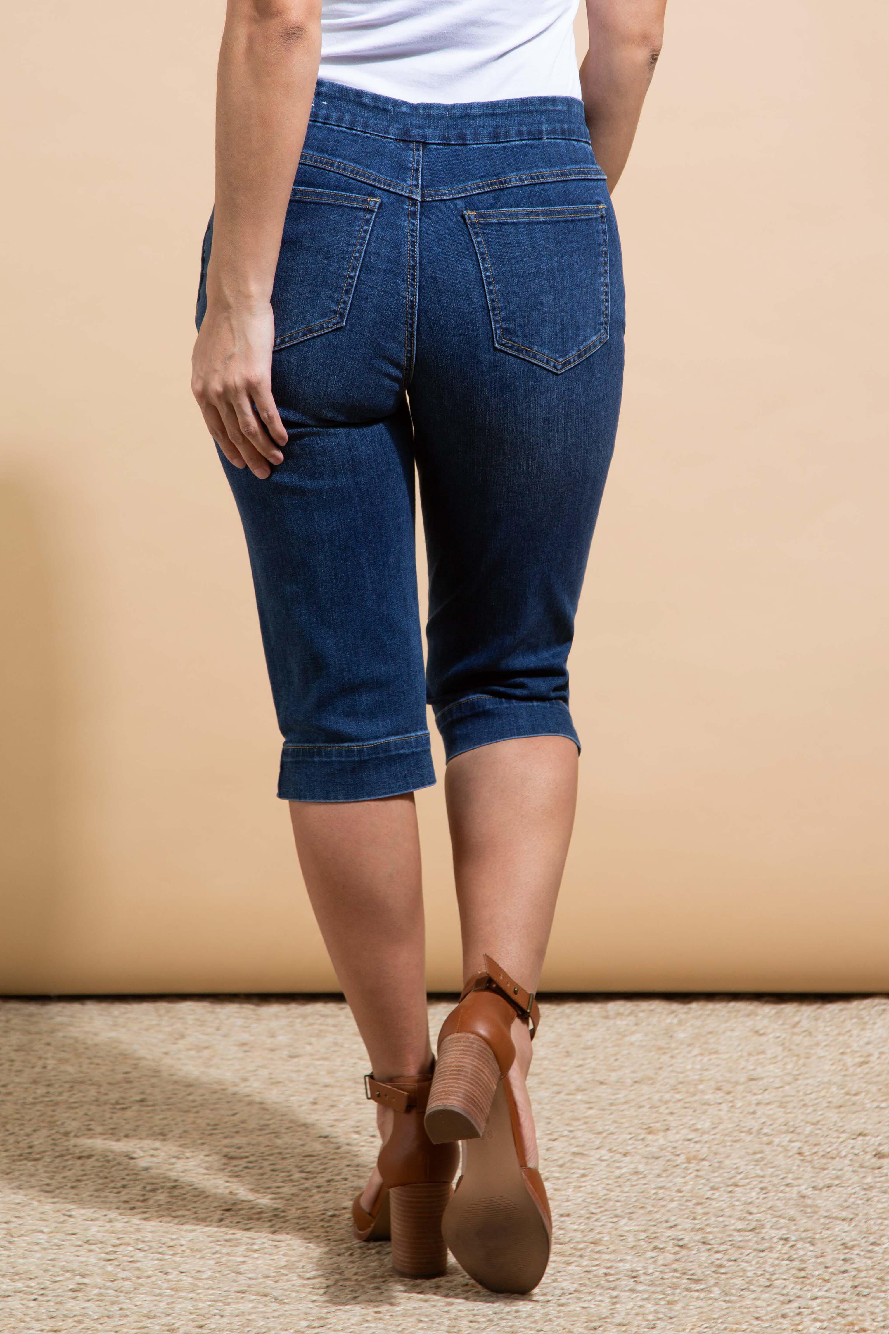 Pull-On Stretch Denim Capri Image 3