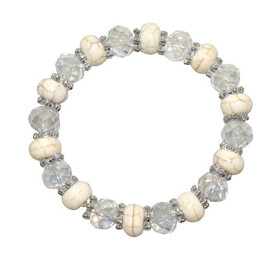 Elastic Stone and Crystal Beaded Bracelet