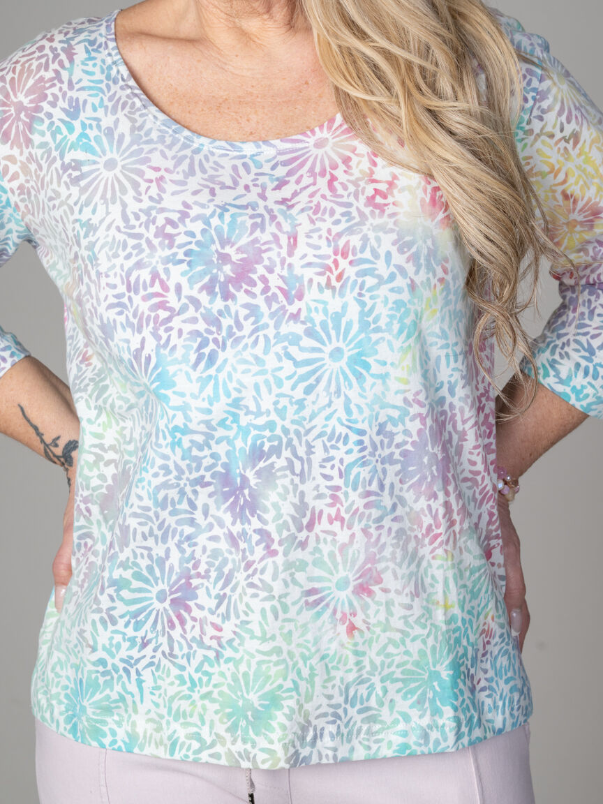 3/4 Sleeve Burnout Top
