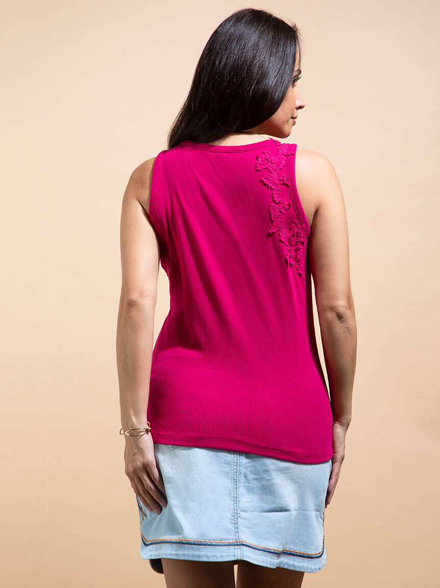 Ribbed Tank w/ Appliqu&eacute; Image 4
