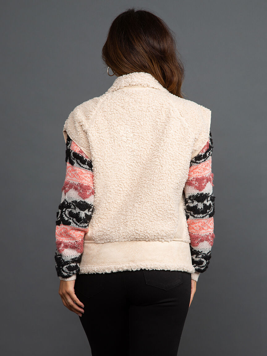 Sherpa Vest w/ Faux Suede Image 4