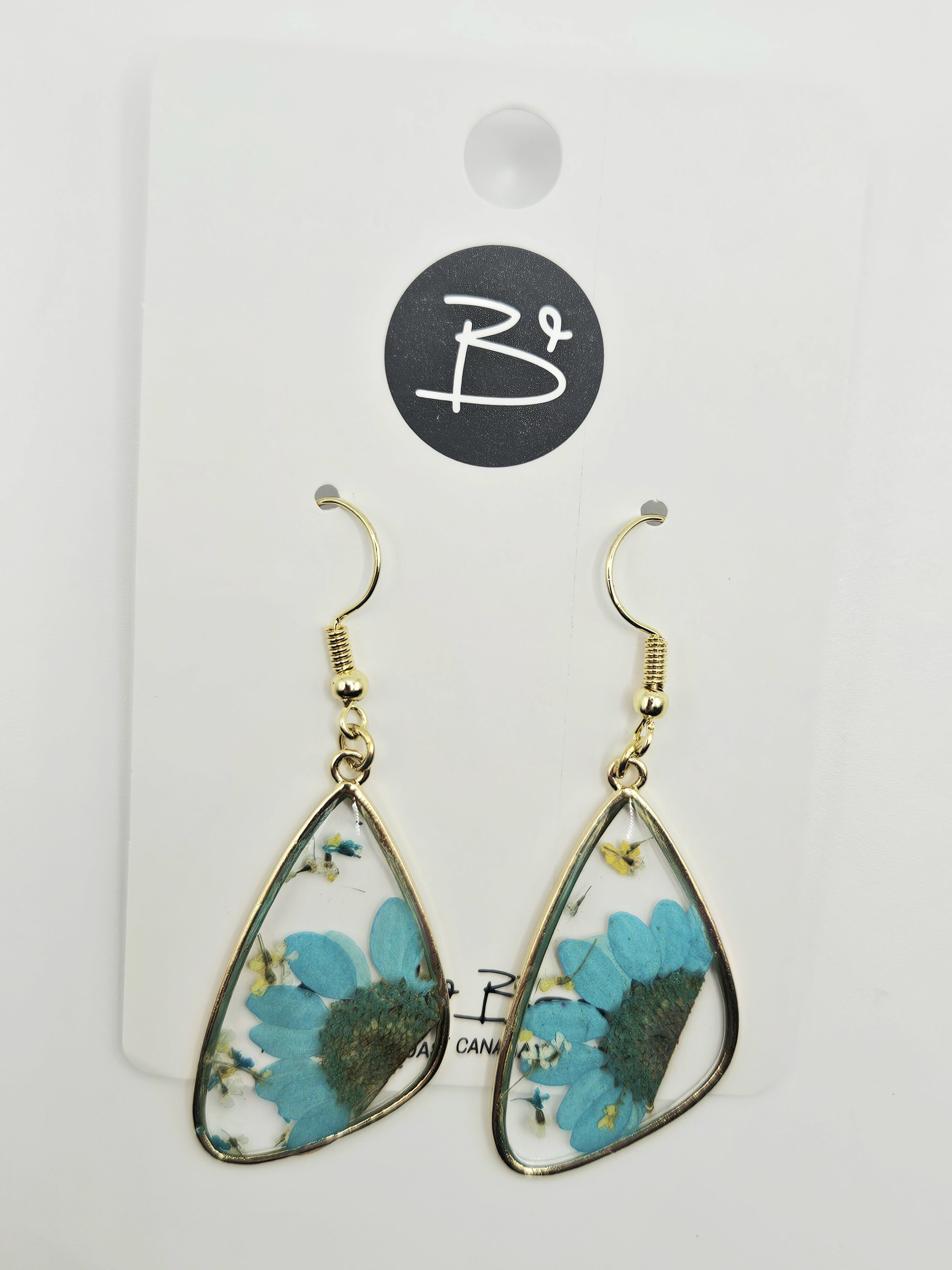 Teal Resin Flower Earrings
