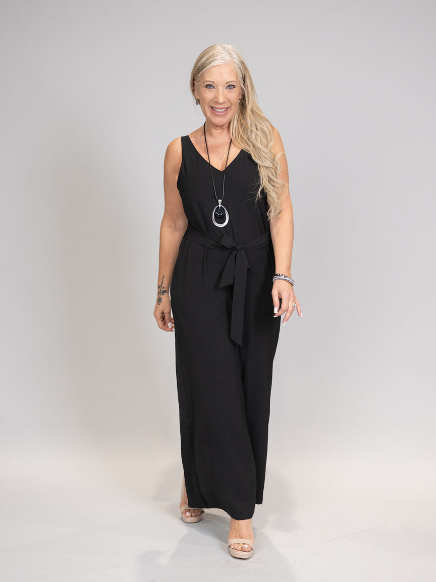 Jumpsuit With Pockets And Tie Waist