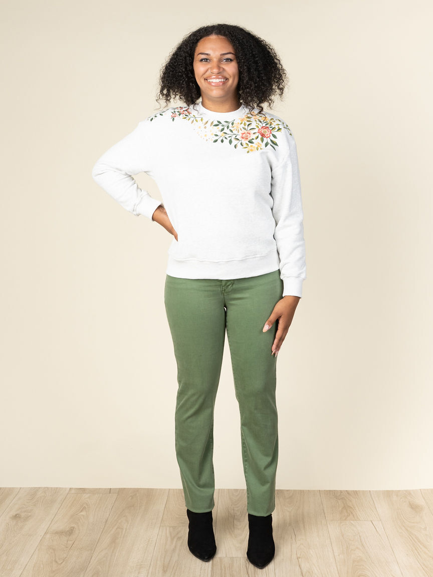 Long Sleeve Floral Embroidered Sweatshirt