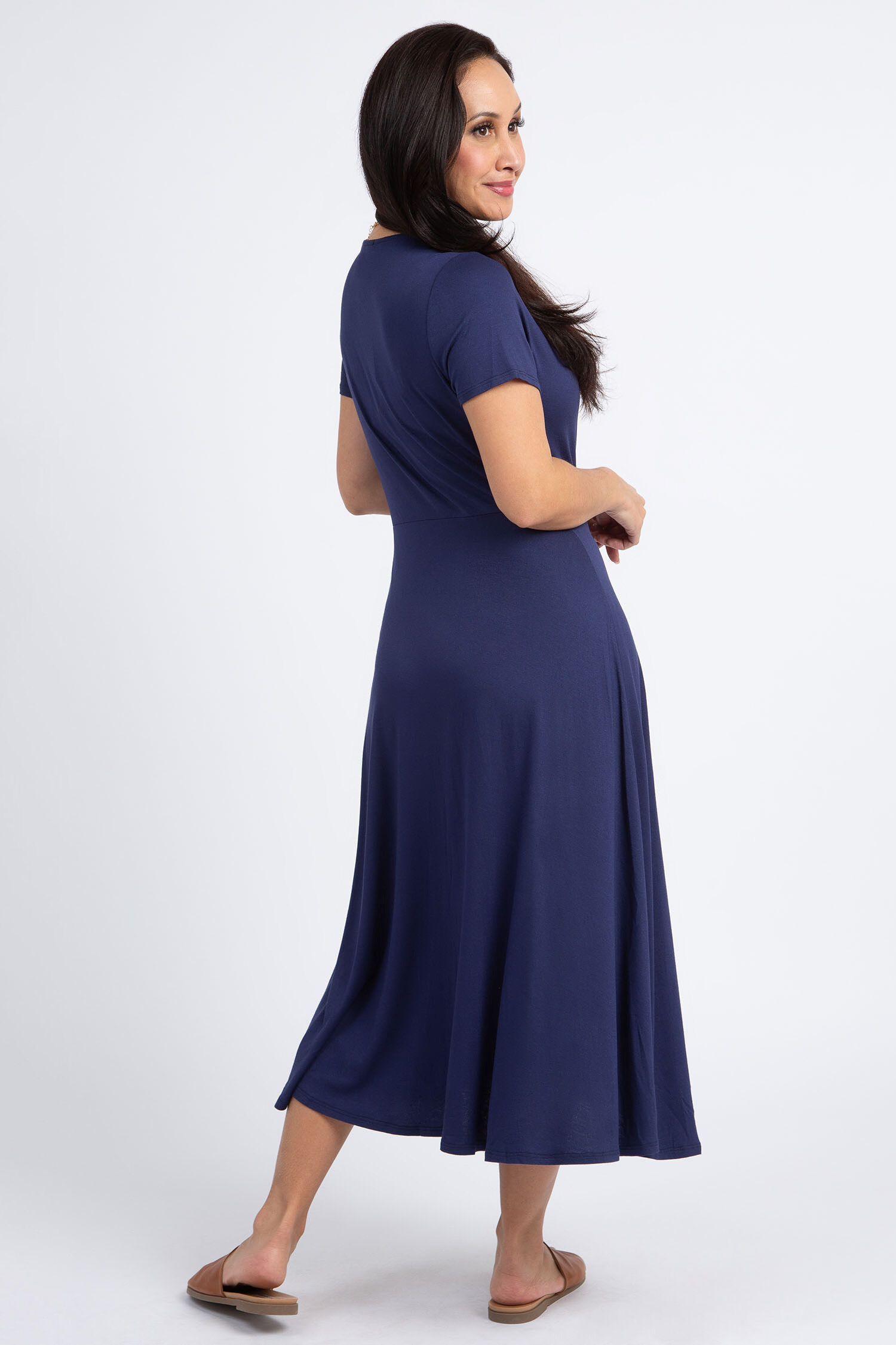 Faux Wrap Midi Dress Image 3