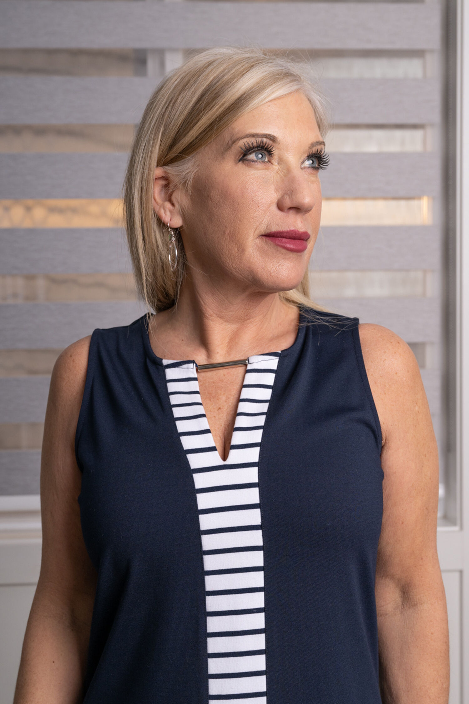 Sleeveless Striped Keyhole Dress Image 2