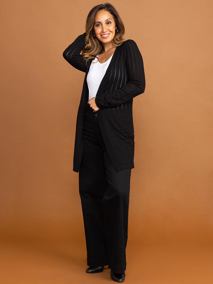 Open Front Chevron Knit Cardigan Image 1