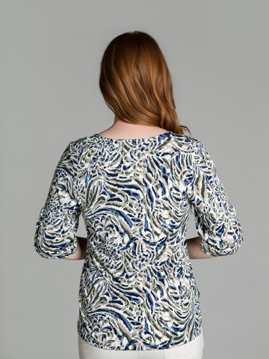 Elbow Sleeve V-Neck Top