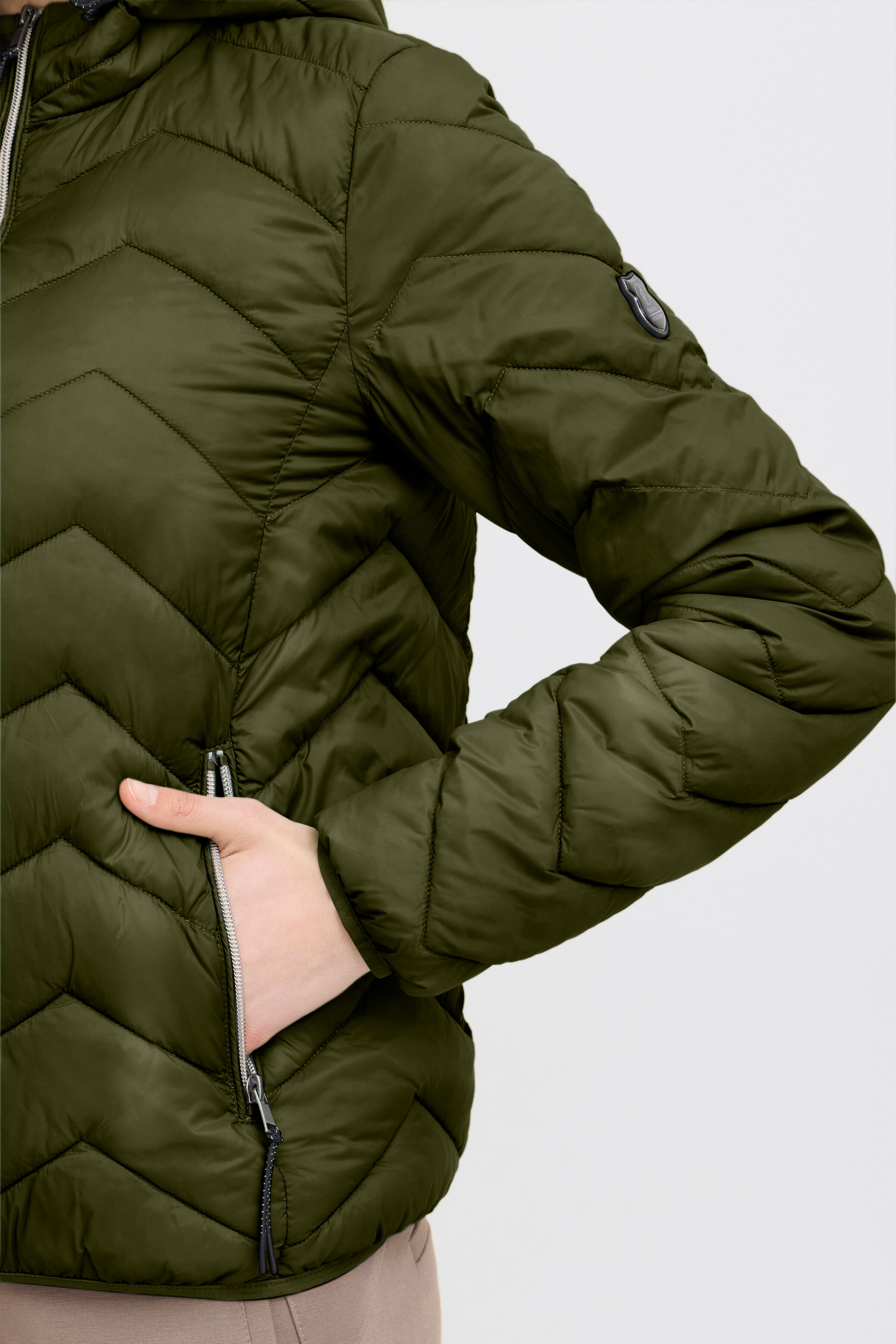 Quilted Zip-Up Jacket w/ Hood Image 4