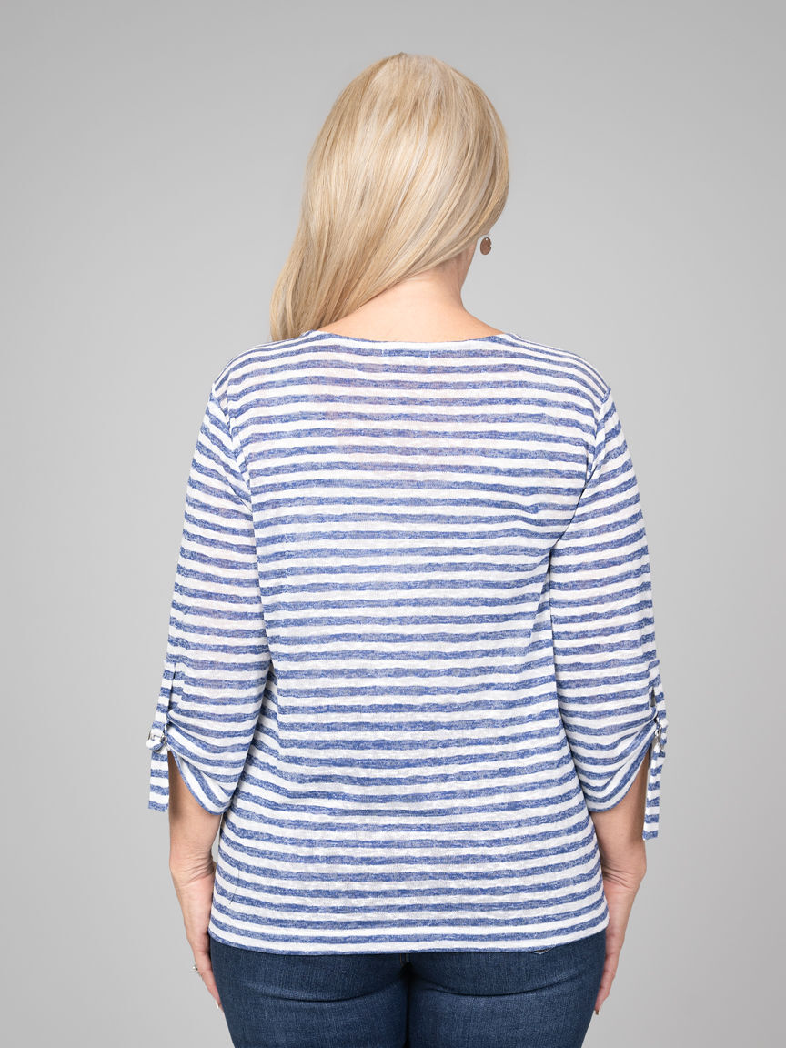 3/4 Sleeve Slub Knit Top