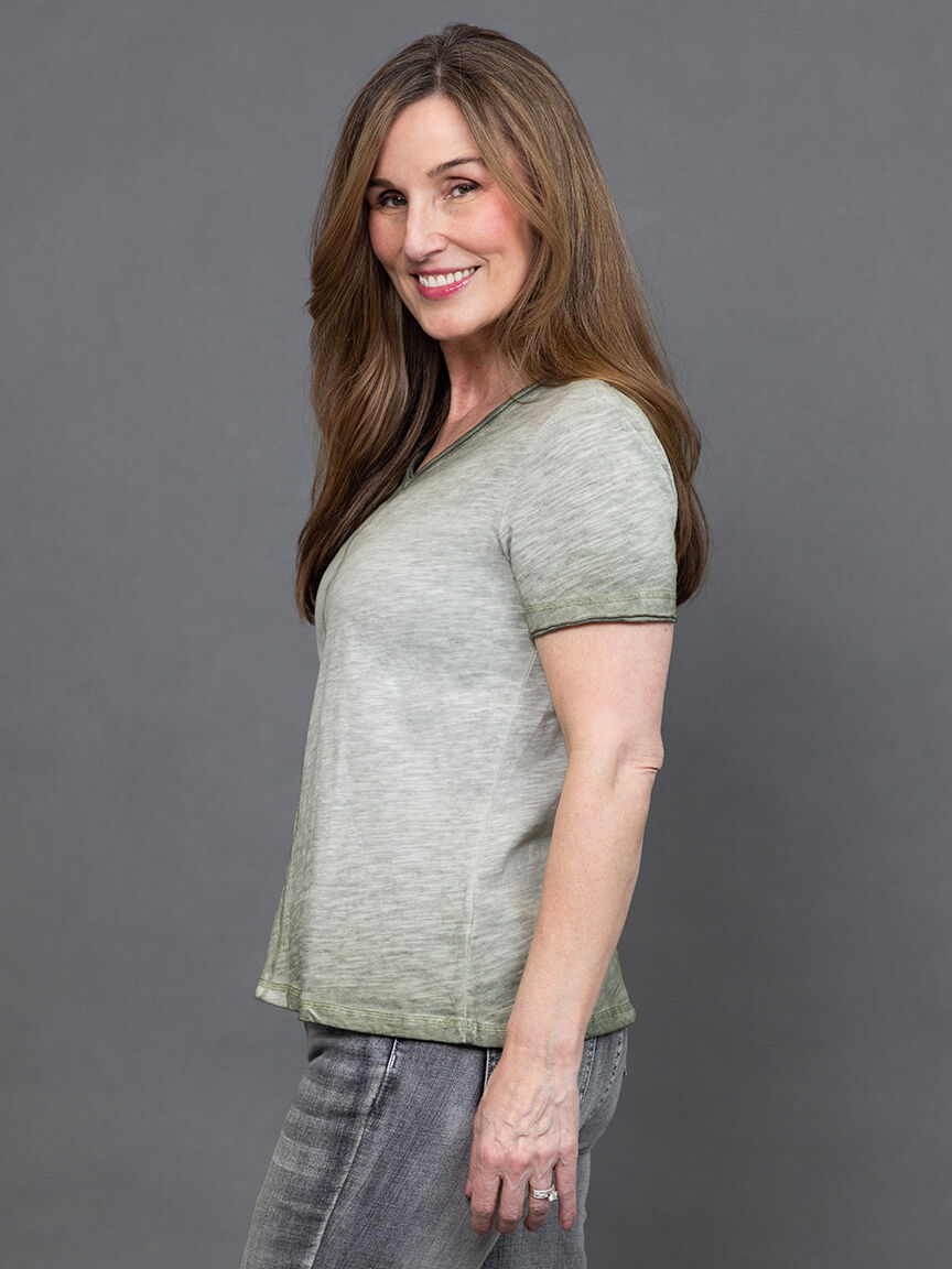 Solid Melange V-Neck Top  Image 3