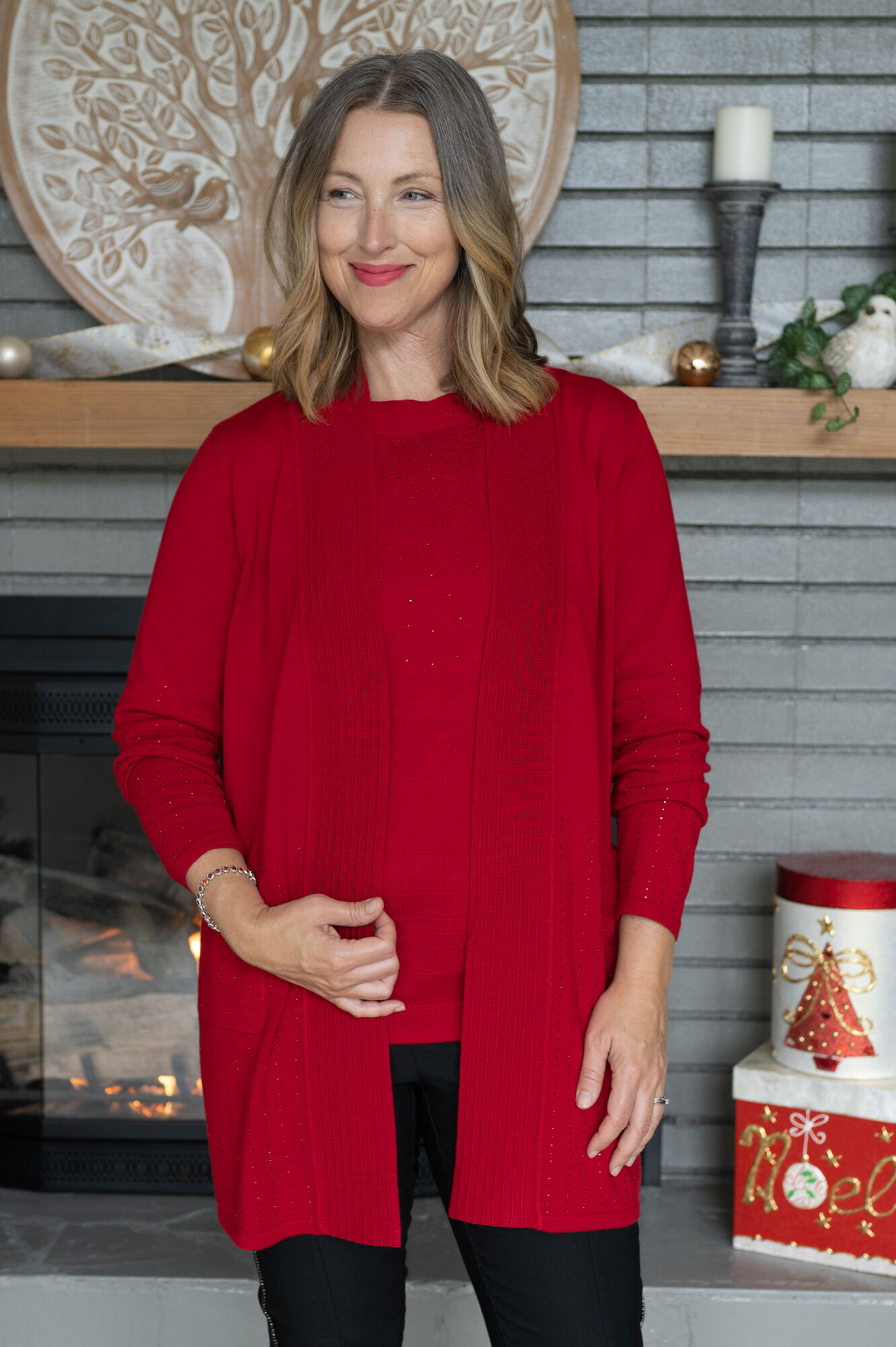 Sparkly Open-Front Cardigan Image 1