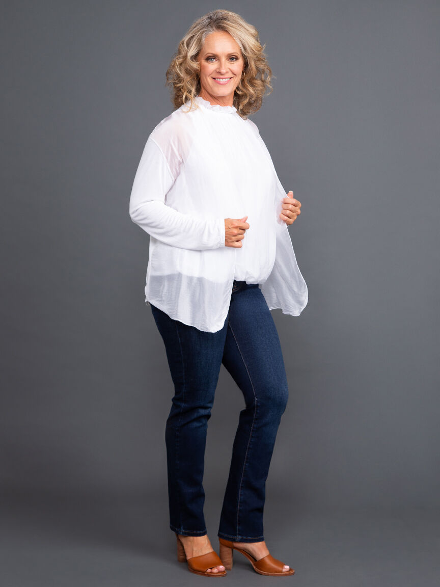 Long Sleeve Silk Cardigan Image 1