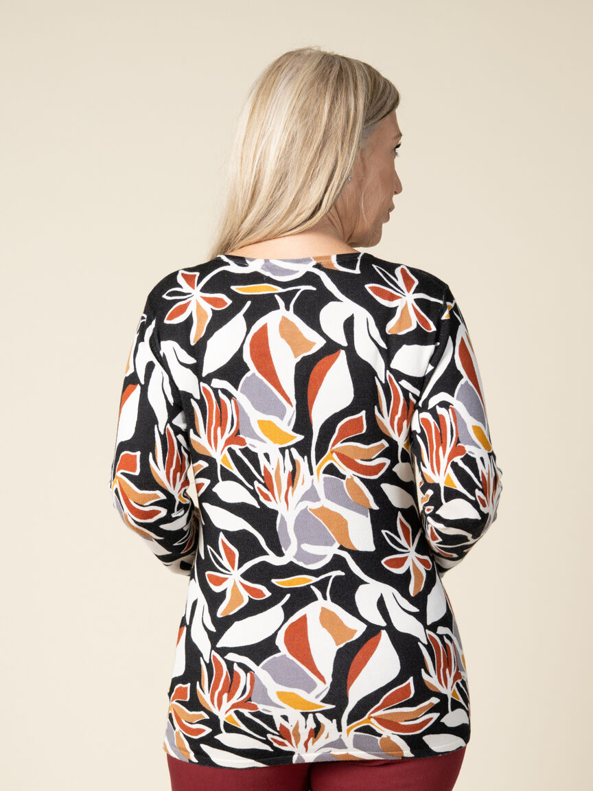 Long Sleeve Patterned Crew Neck Sweater