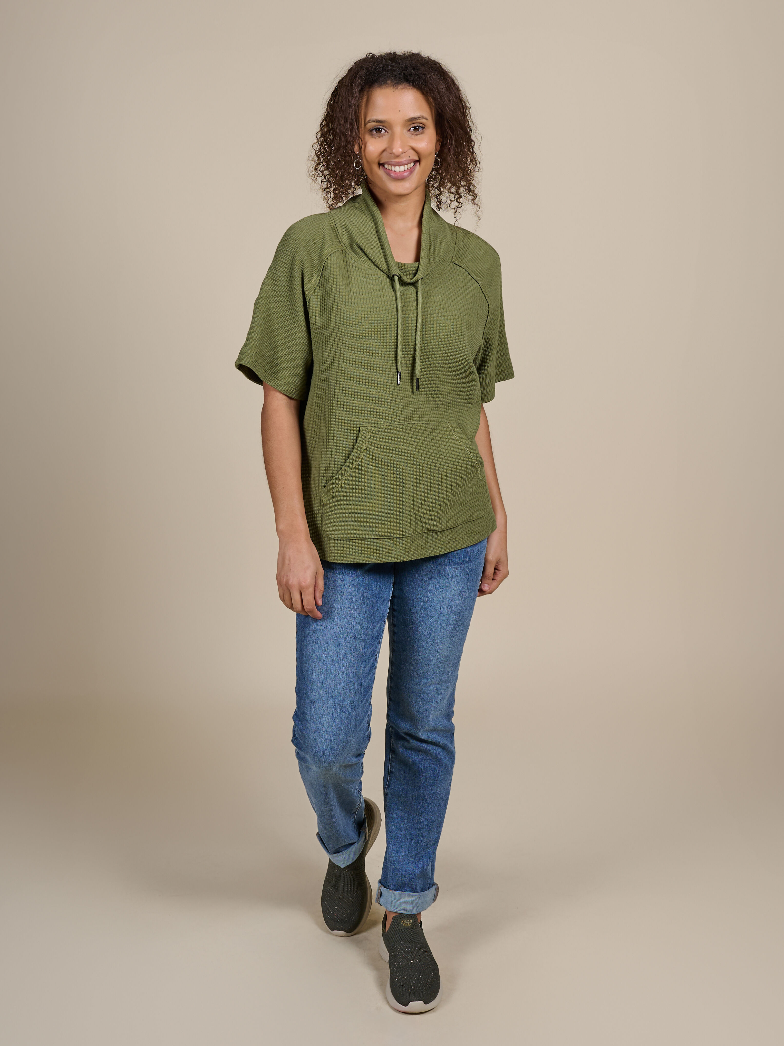 Textured Funnel Neck Top  Image 1