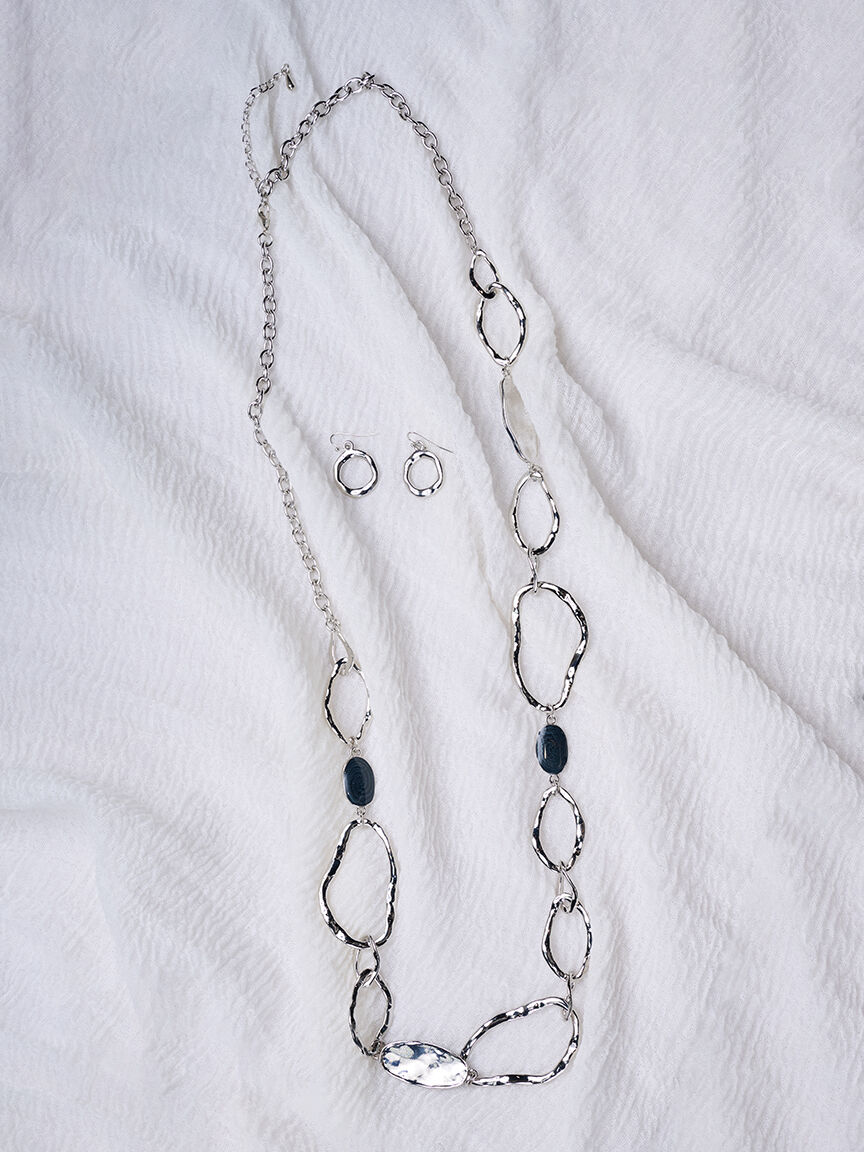 Necklace set with blue and grey stones Image 1