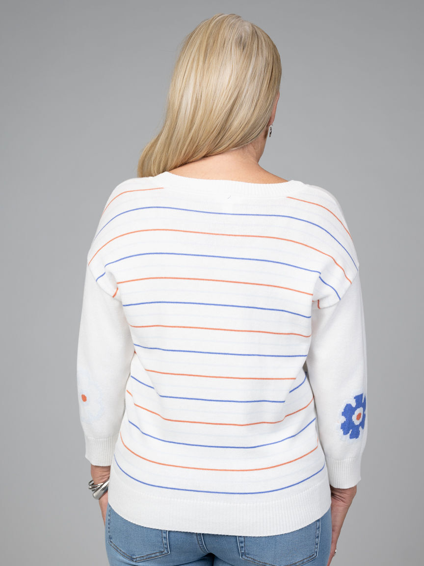 Intarsia 3/4 Sleeve Sweater
