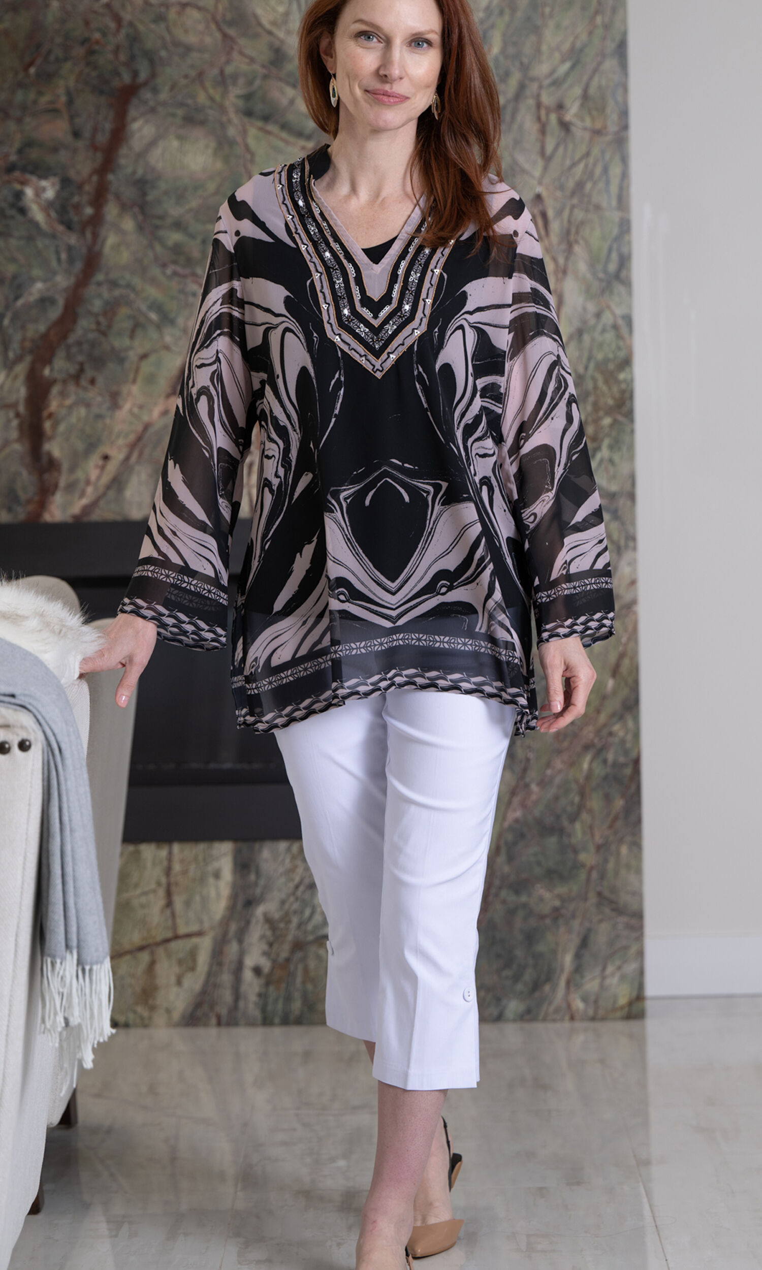 Embellished Sheer Tunic Image 4