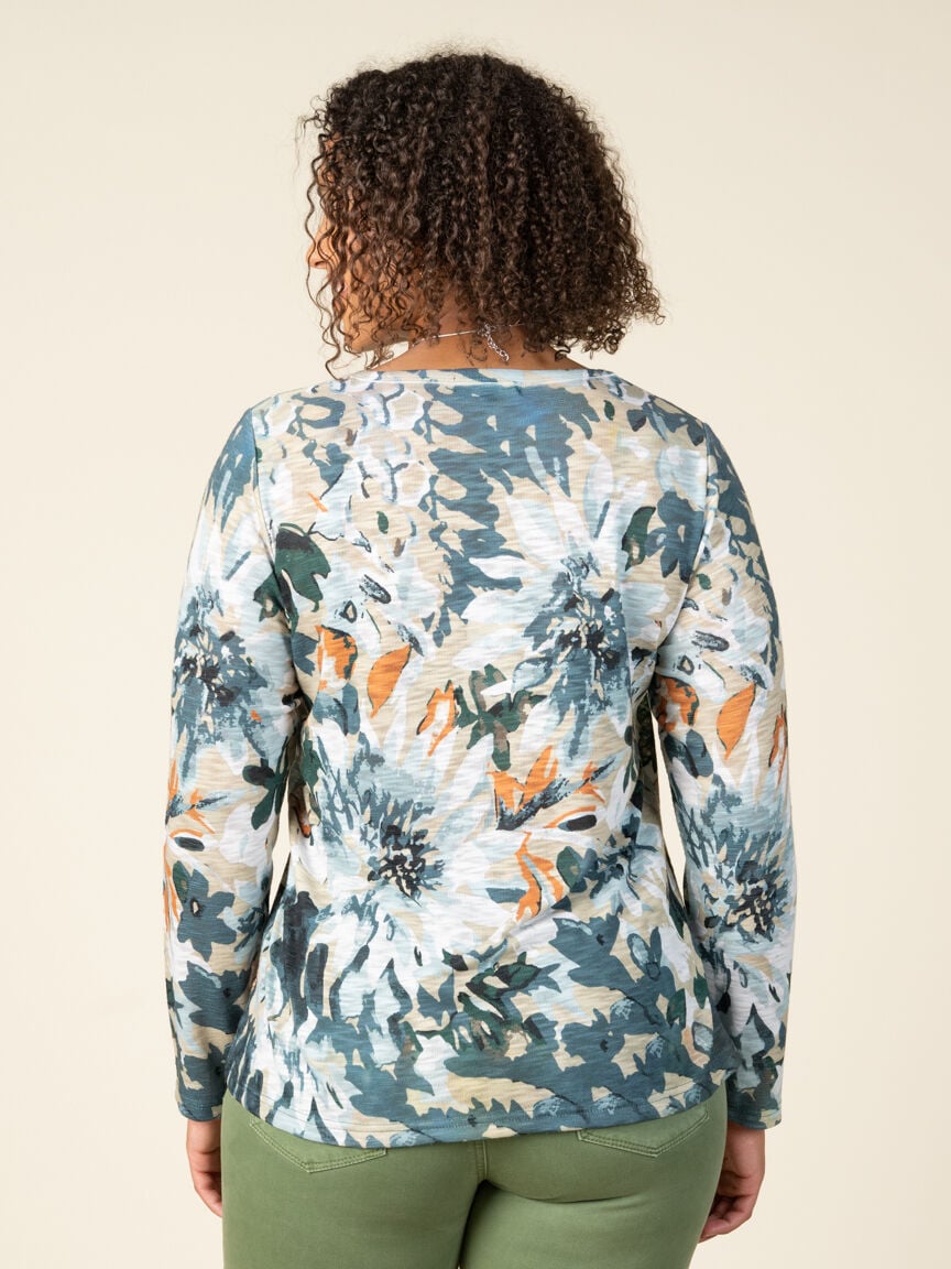 Long Sleeve Floral Burnout Top