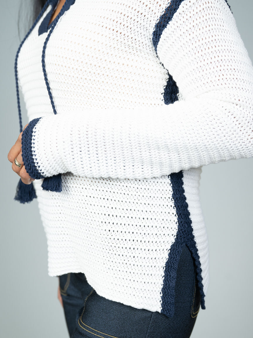 Crochet Sweater With Notched Collar