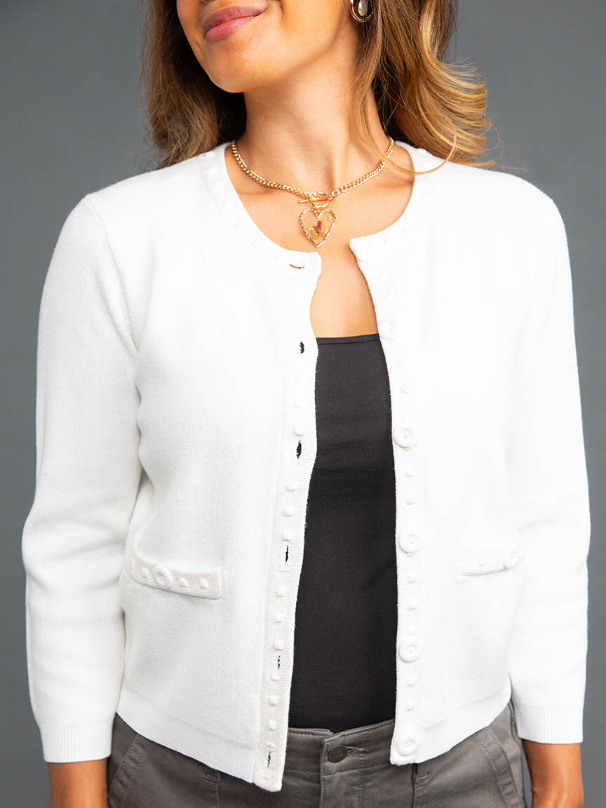 Textured Trim Cardigan Image 5