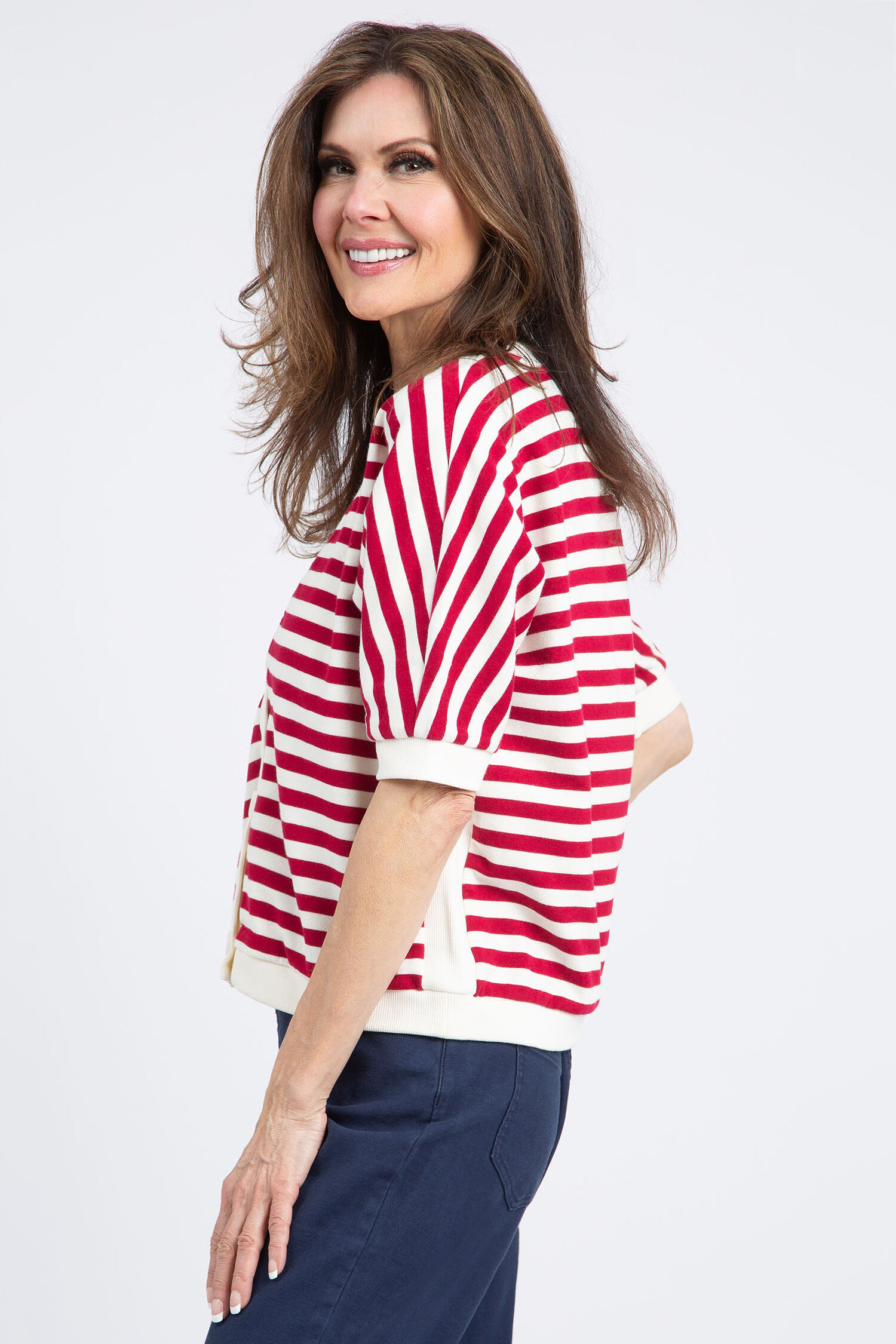 Cotton Elbow Sleeve Dolman Cardigan Image 2