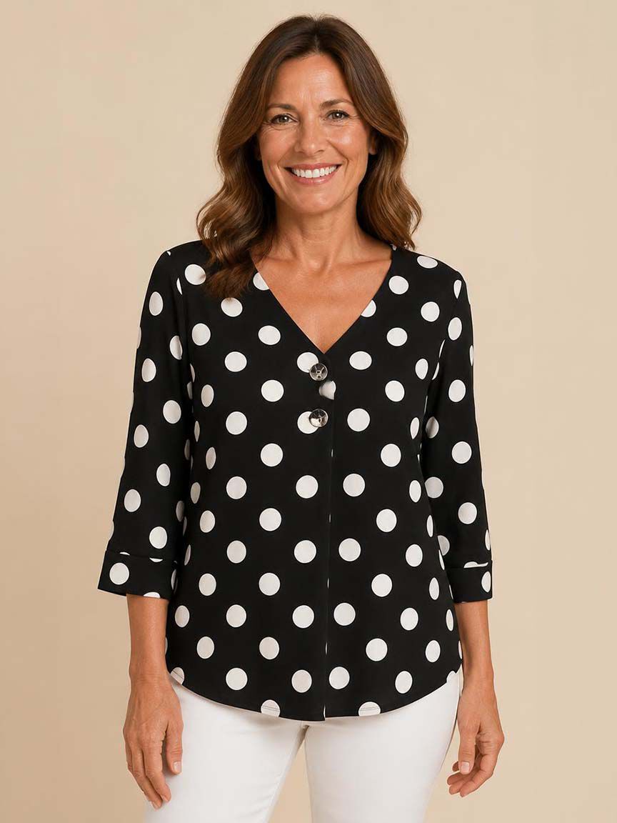 3/4 Sleeve Tunic With Accent Buttons