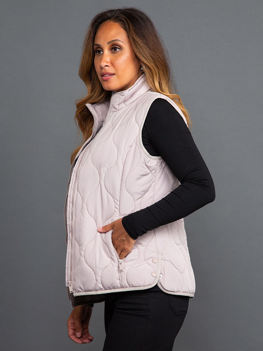 Chain Quilted Zip-Up Vest Image 3