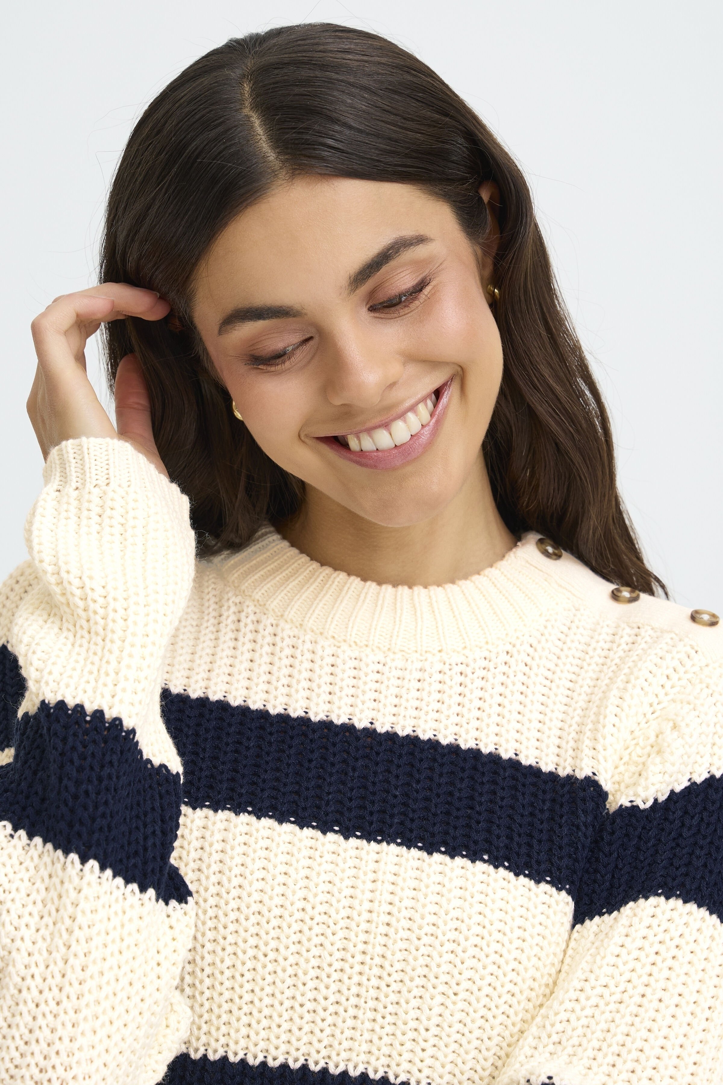 Knit Sweater With Button Shoulder Accents