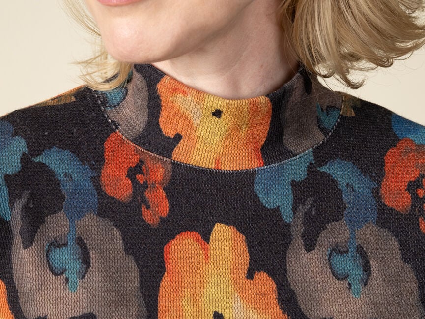 Long Sleeve Mock Neck Floral Top