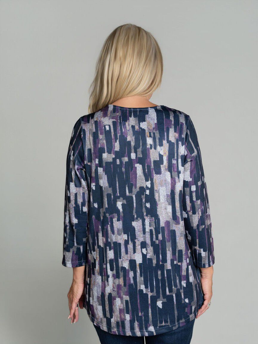 3/4 Sleeve Double Ring Neck Top