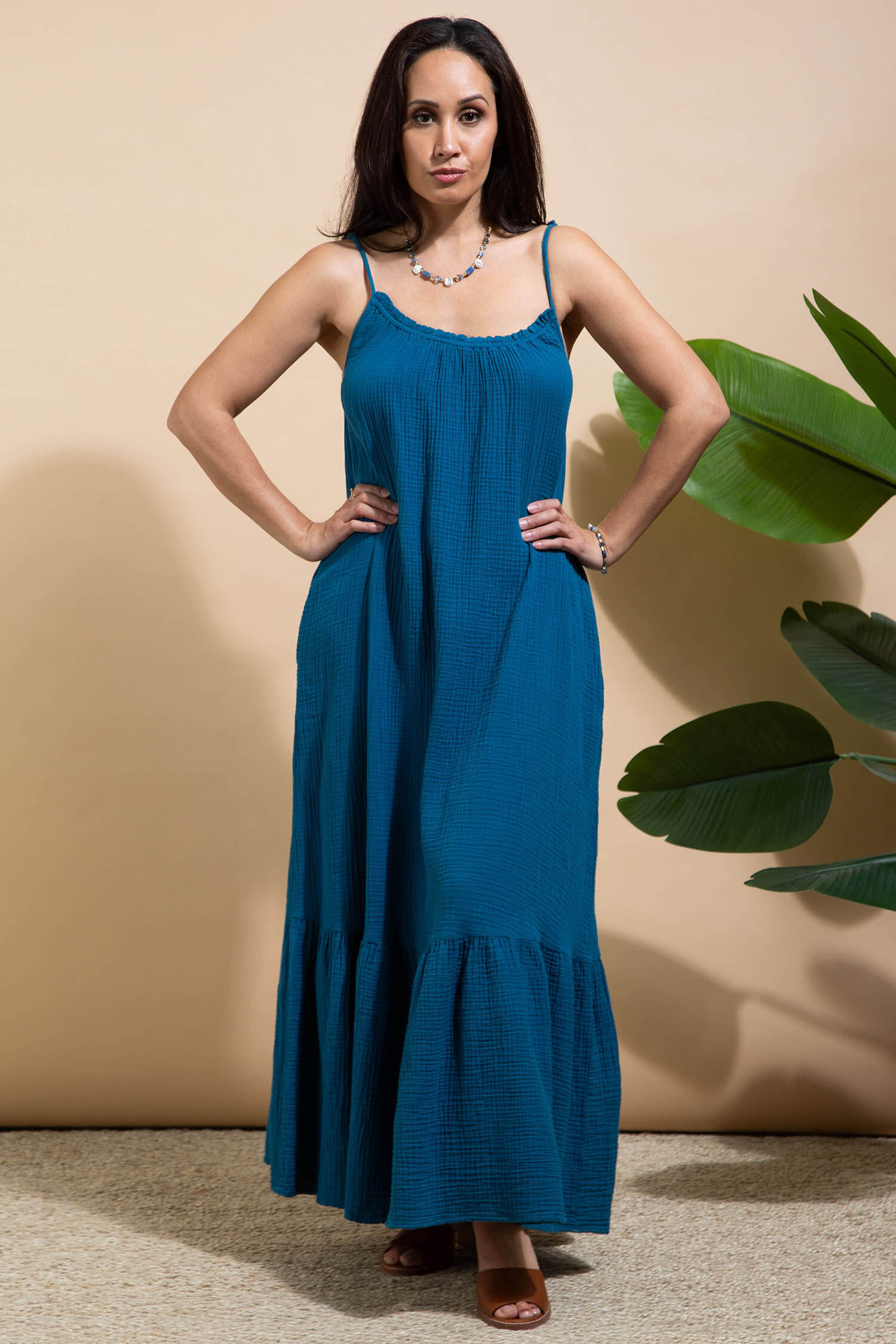 Cotton Gauze Maxi Dress w/ Pockets Image 2
