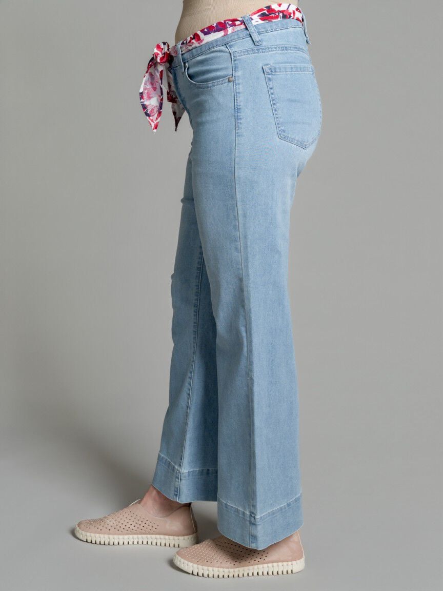 Flare Leg Denim with Scarf Belt