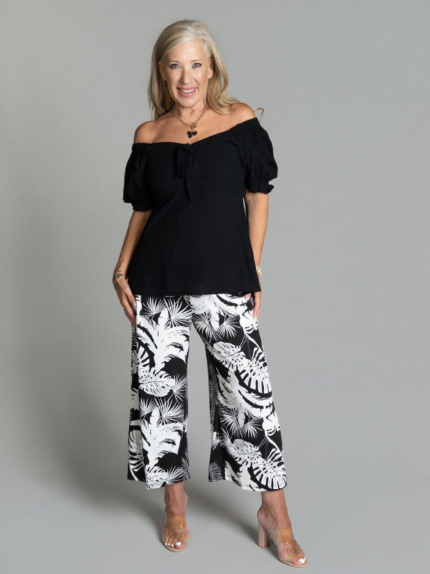 Off The Shoulder Tie Front Top
