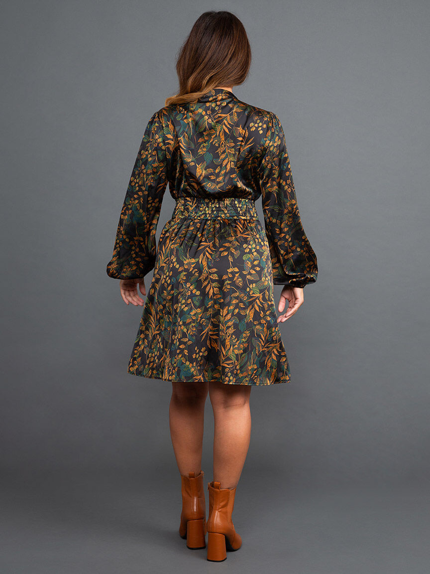 Surplice Neckline Satin Knee Dress Image 3