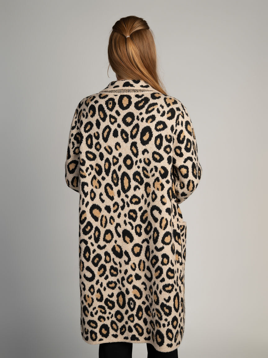 Open Front Leopard Coatigan