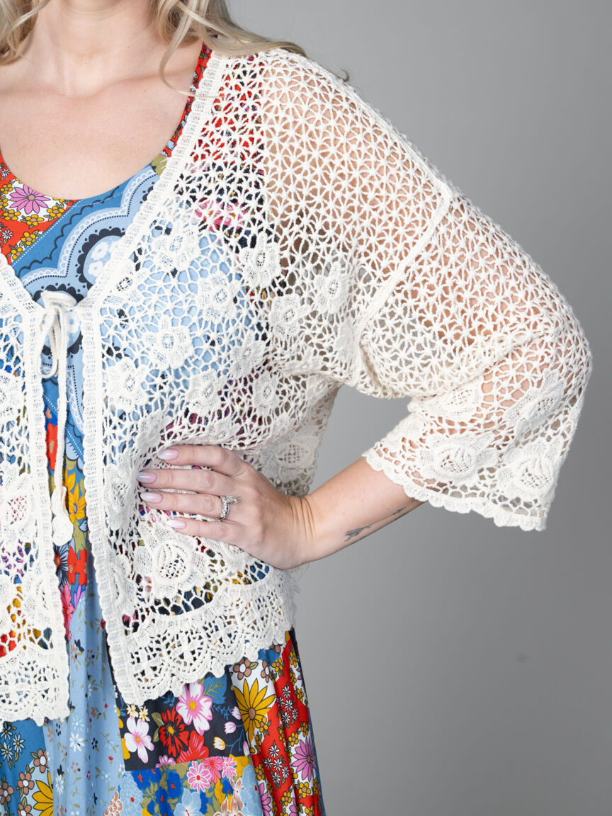 Crochet Cardigan With Tie Front
