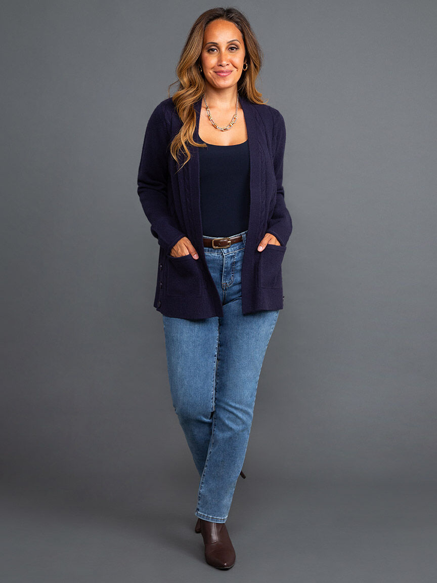 Open Front Cable Knit Cardigan Image 1