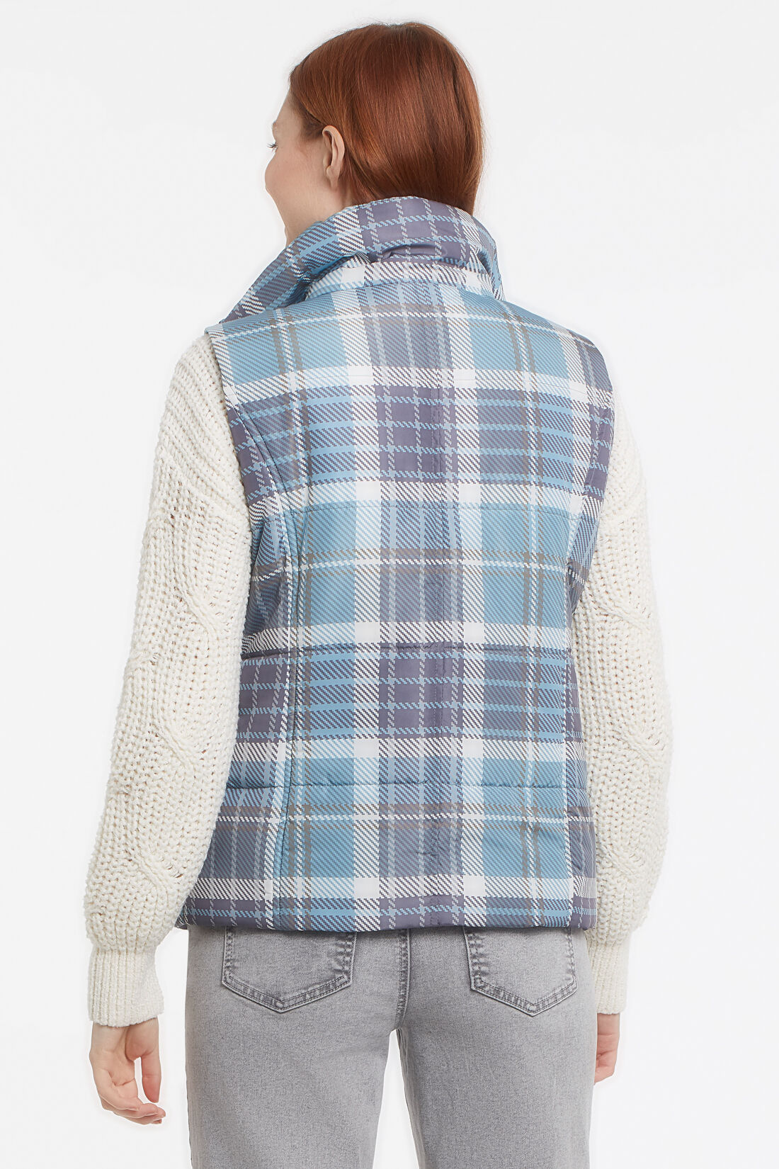 Gridded Plaid Puffer Vest Image 2