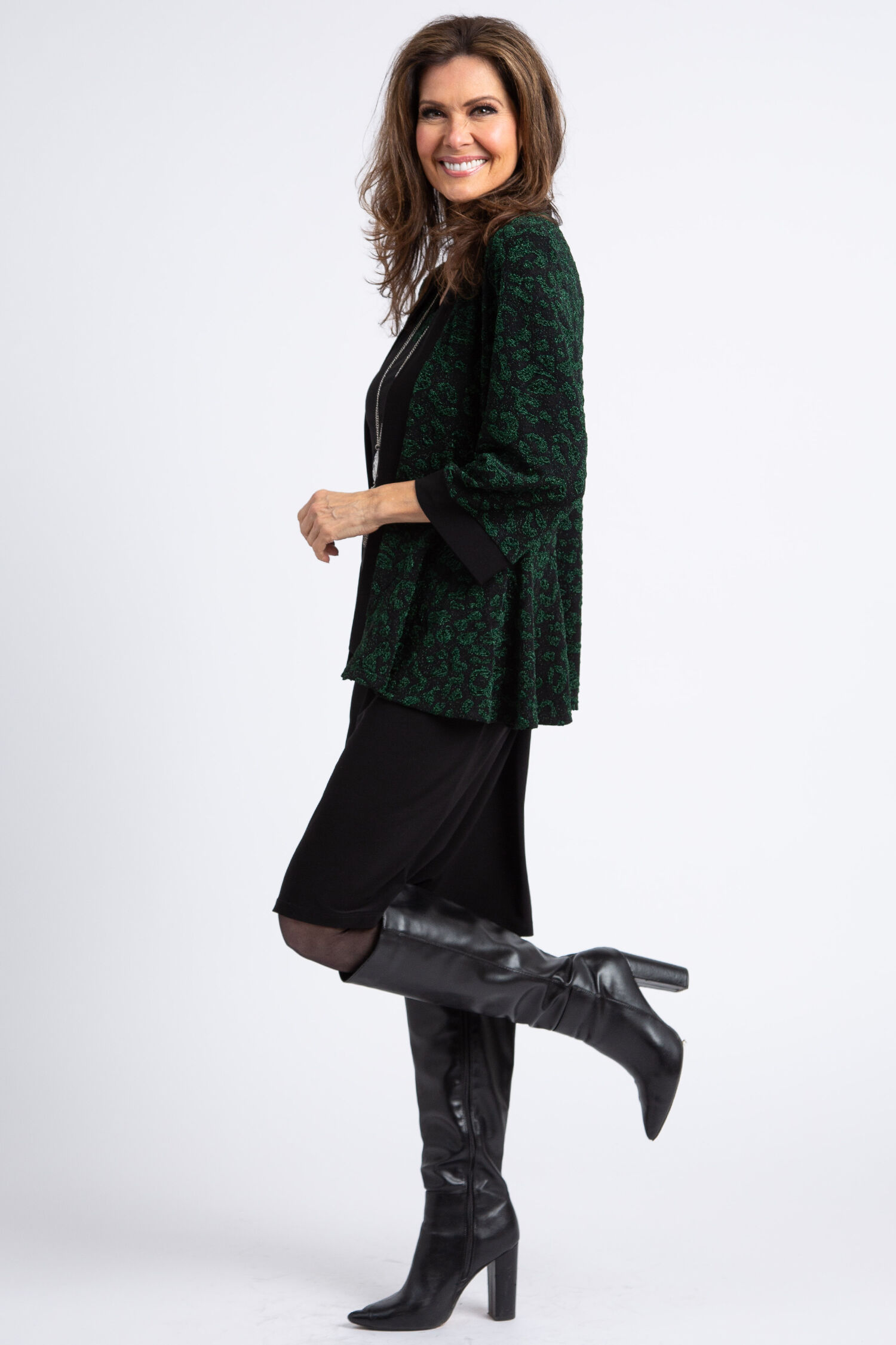 Knee Length Dress & Velvet Cardigan Set Image 3