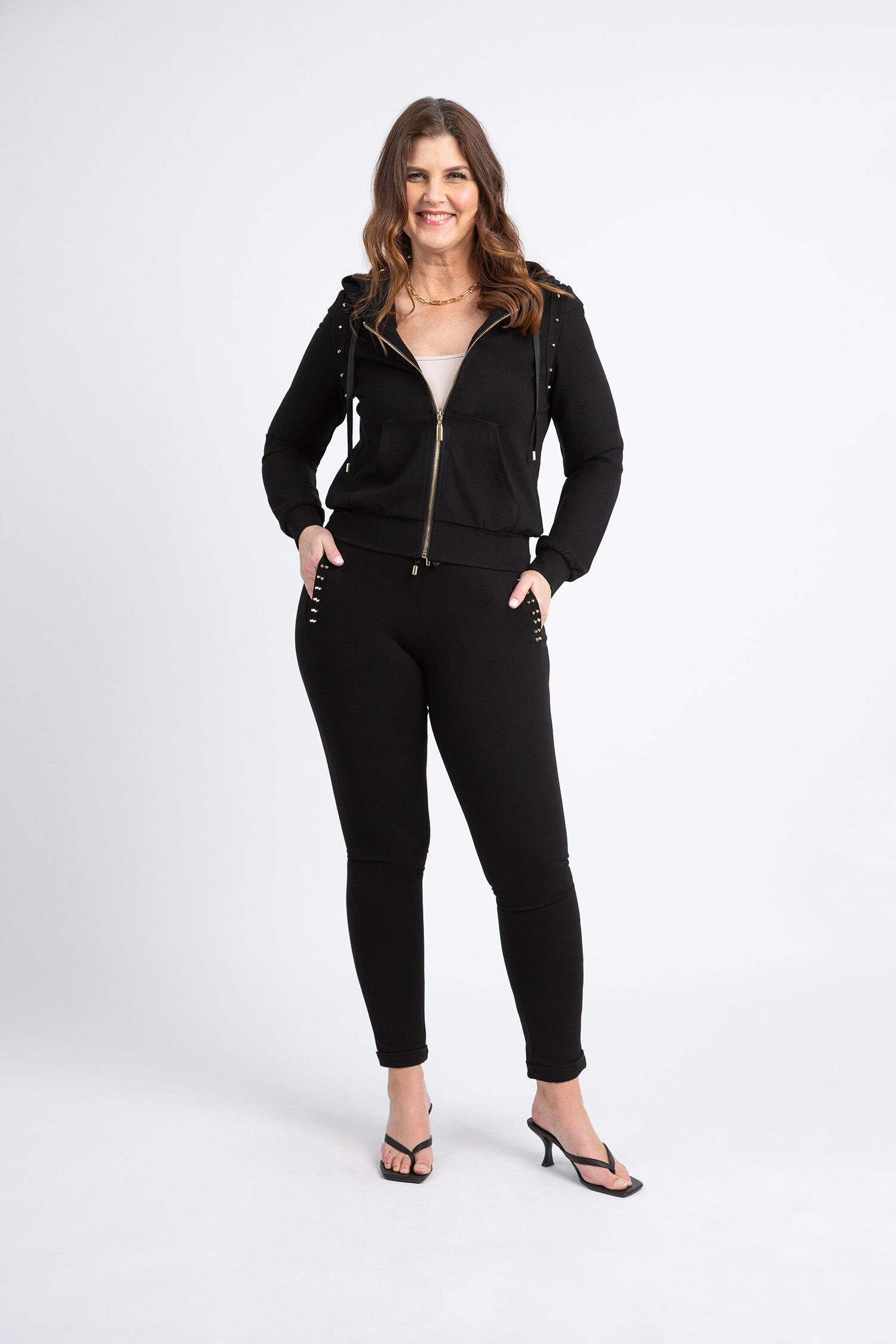 Studded Zip-Up Hoodie Image 2